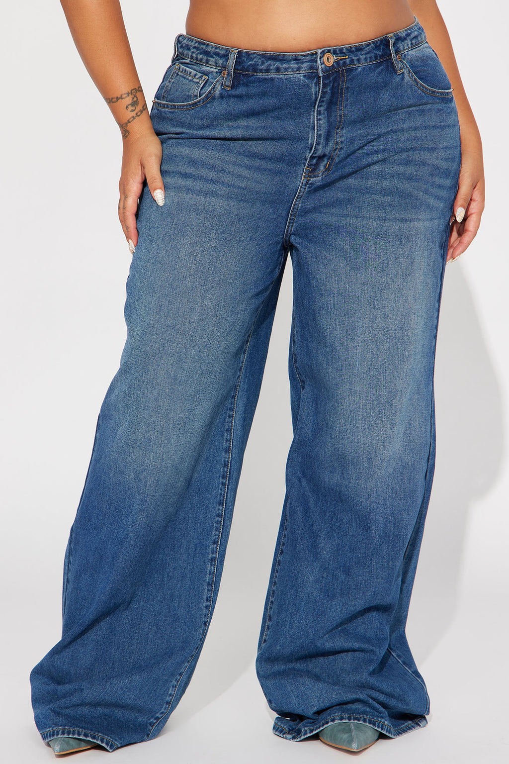Chelsea Drop Waist Baggy Jeans - Medium Wash