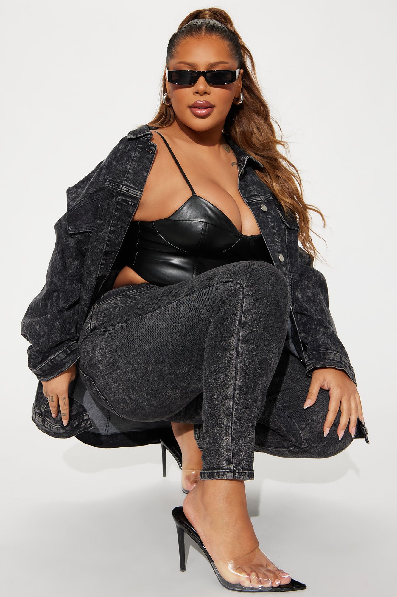 Standing On Business Oversized Denim Jacket - Black Wash