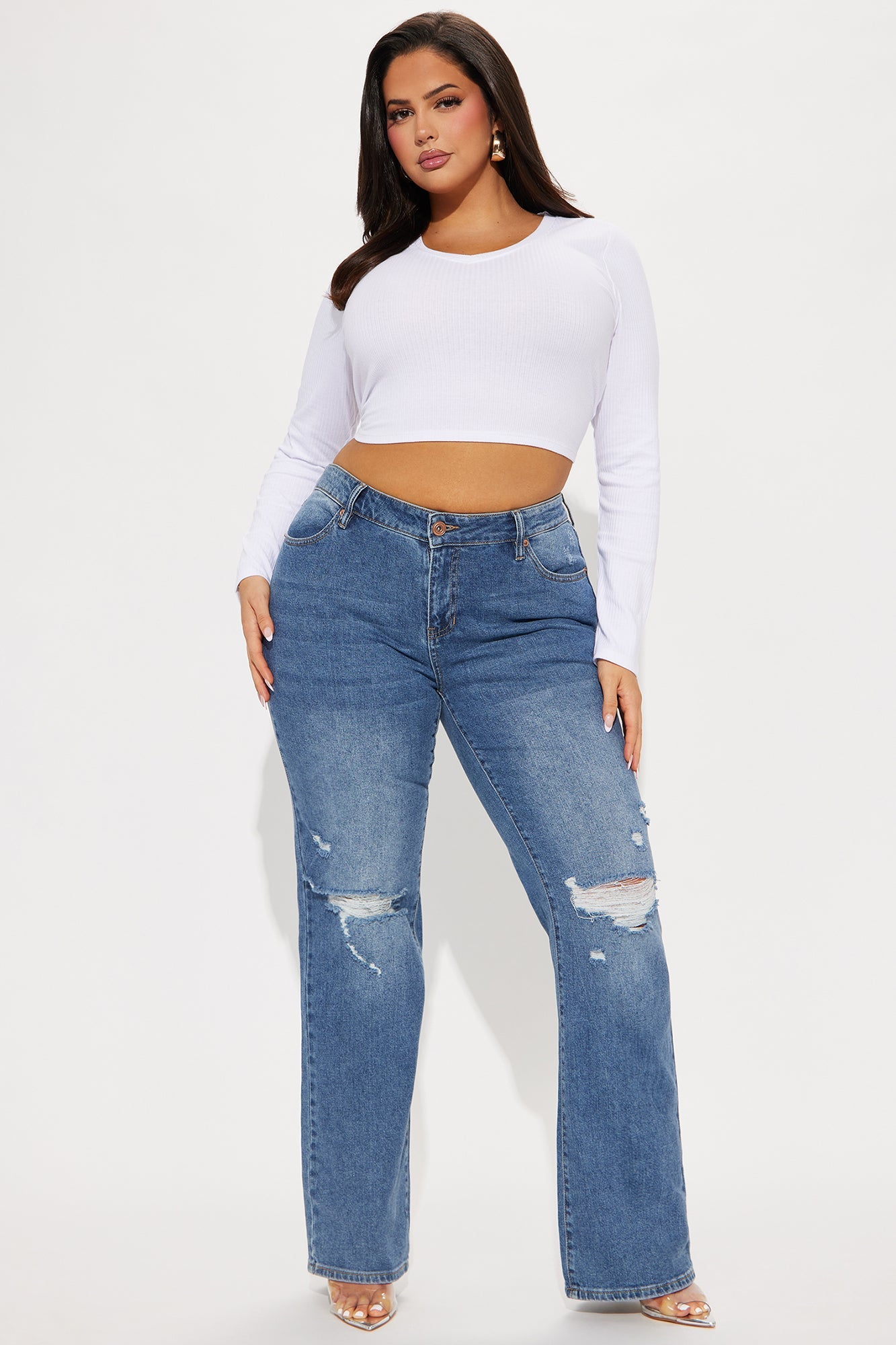 Jenni Ribbed Crop Top - White