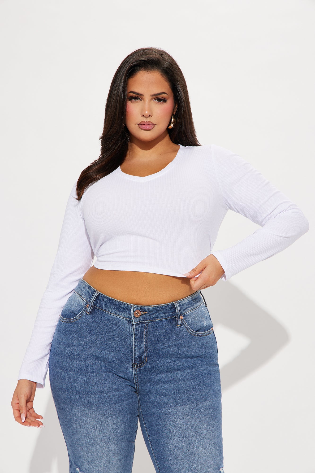 Jenni Ribbed Crop Top - White
