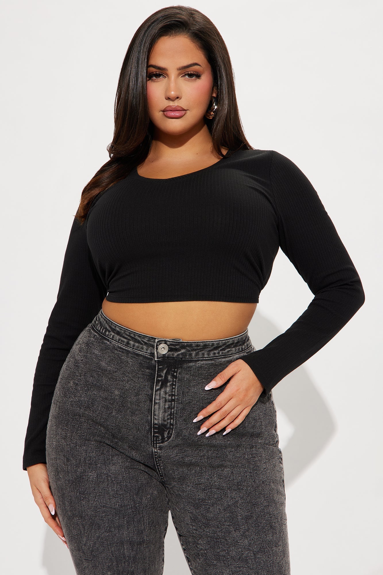 Jenni Ribbed Crop Top - Black