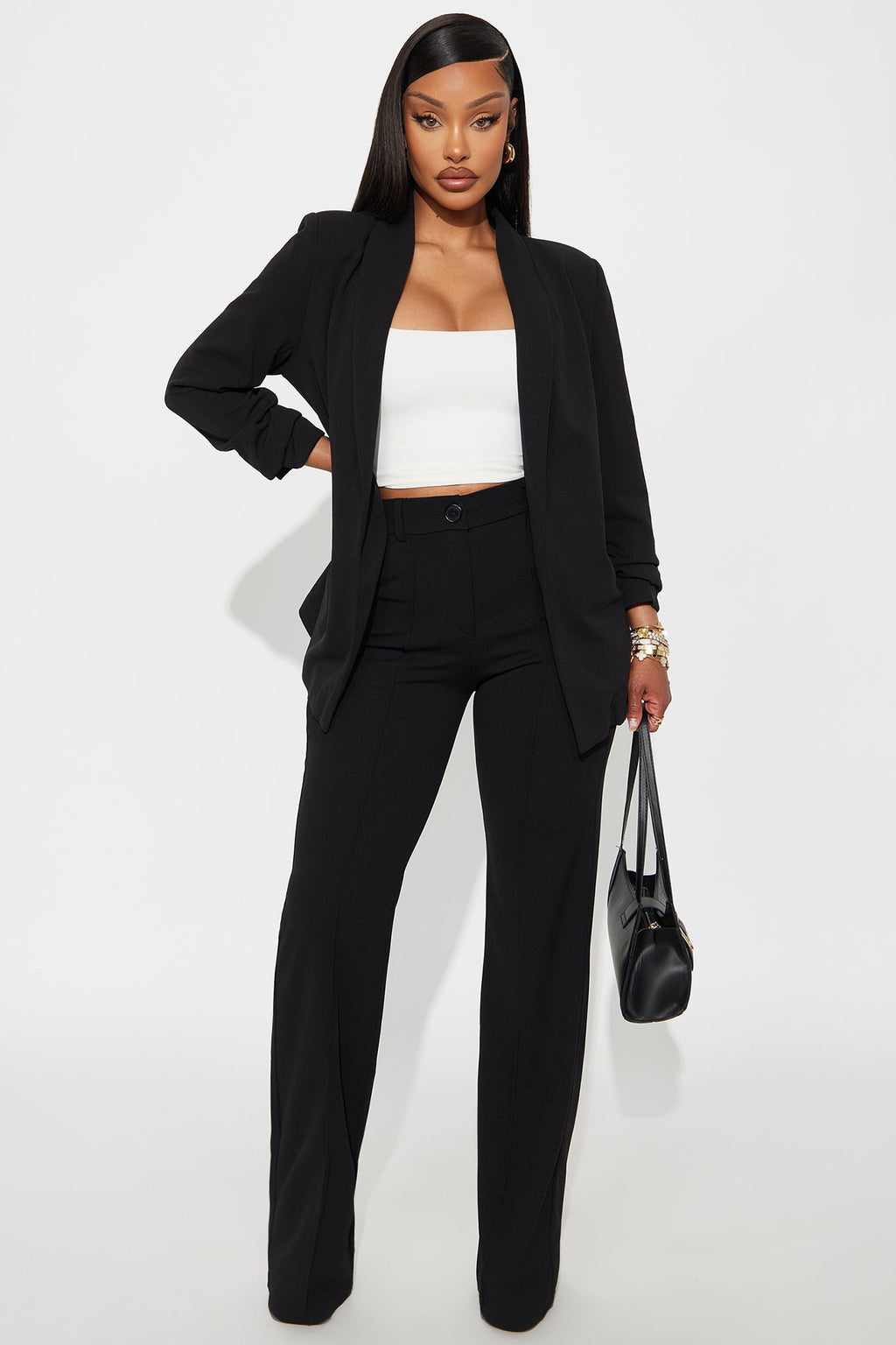 Heidi Wide Leg Trouser Pant - Black