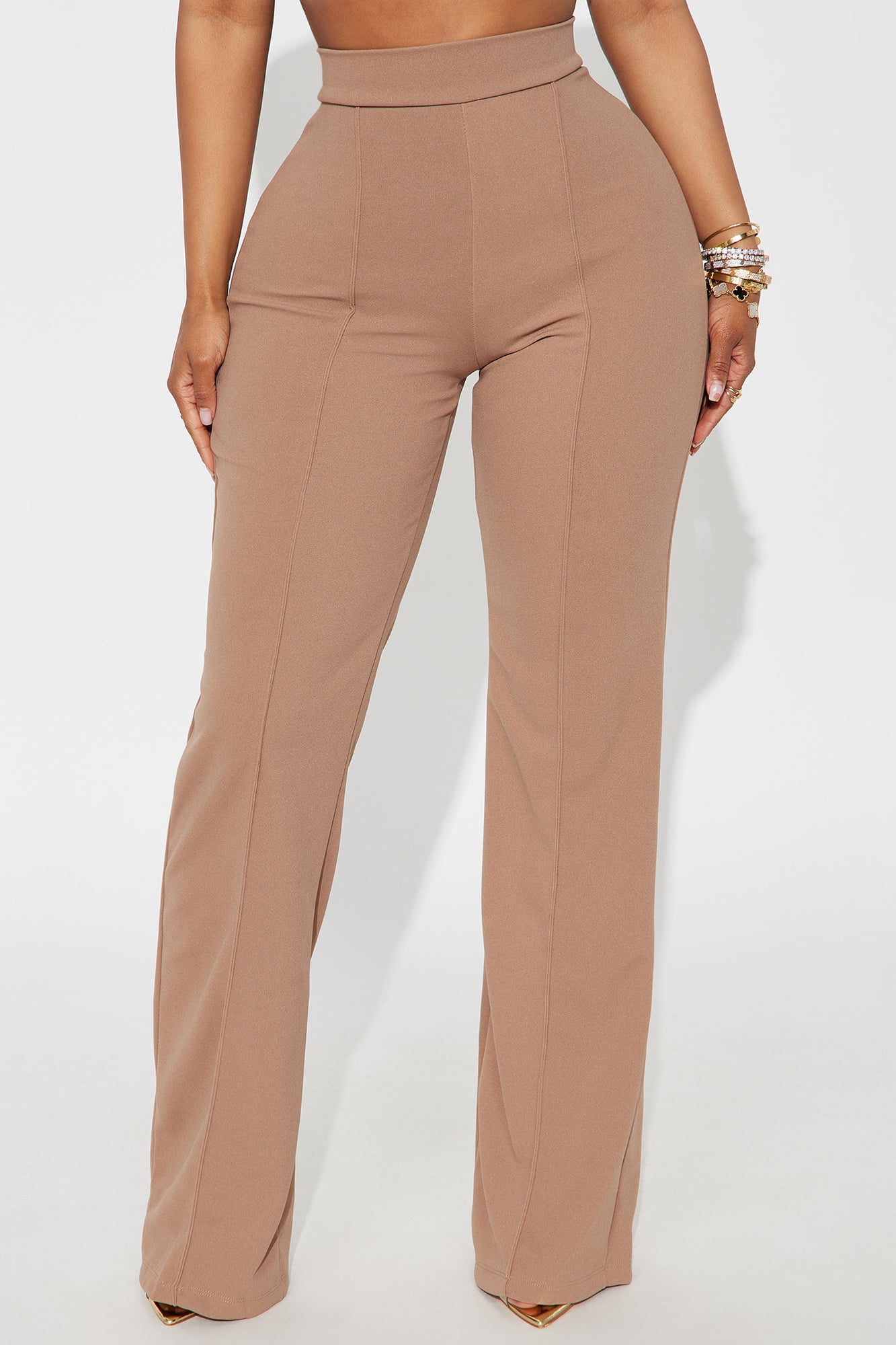 Petite Victoria High Waisted Dress Pants - Taupe
