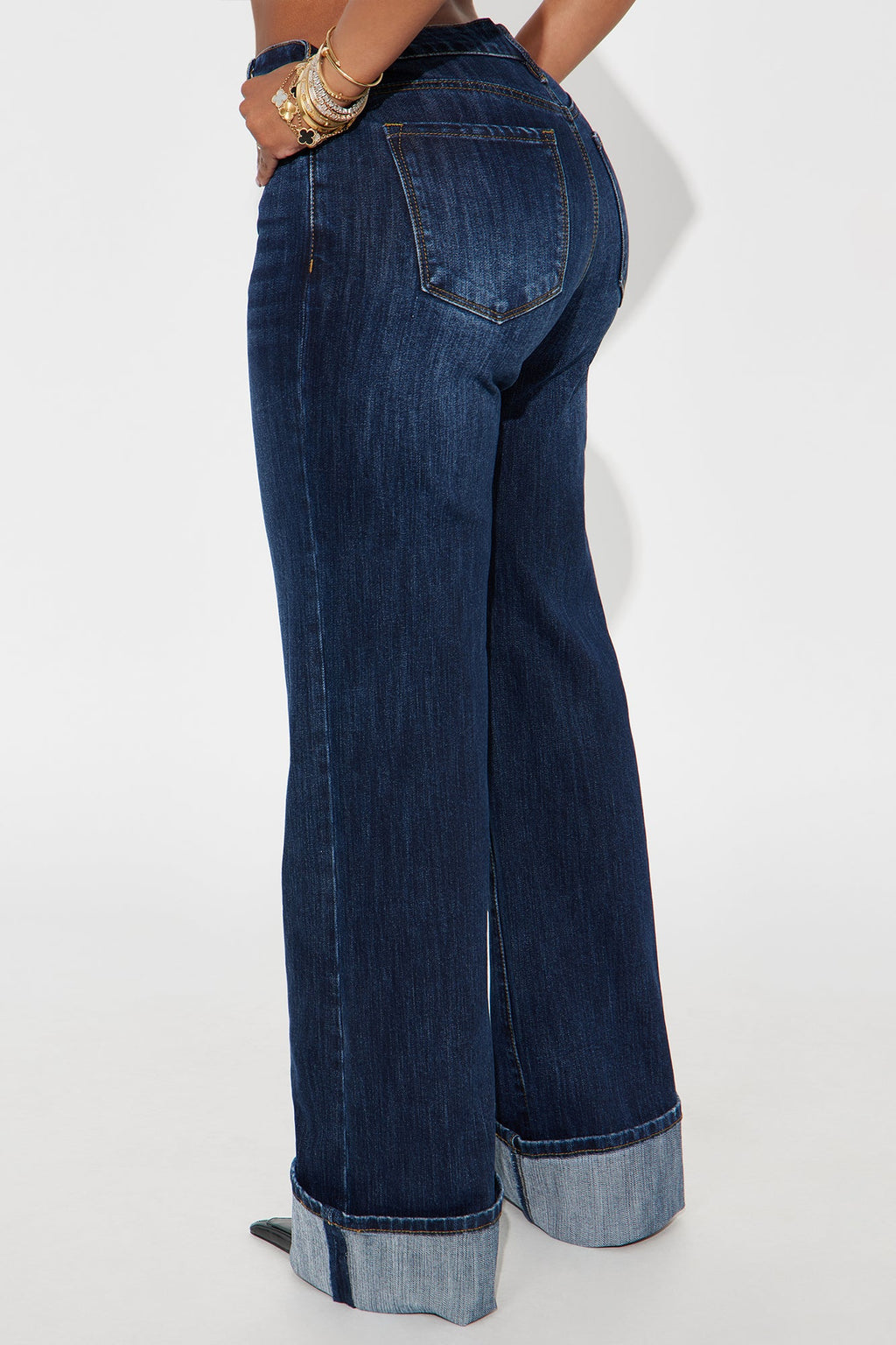 On My Radar Cuffed Straight Leg Jeans - Dark Wash