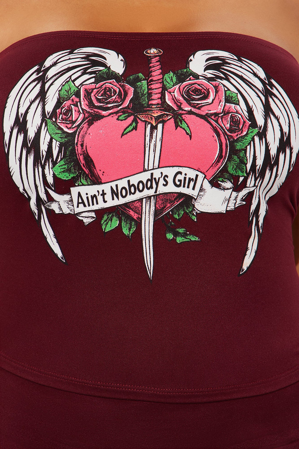 Nobody's Girl Strapless Pant Set - Burgundy