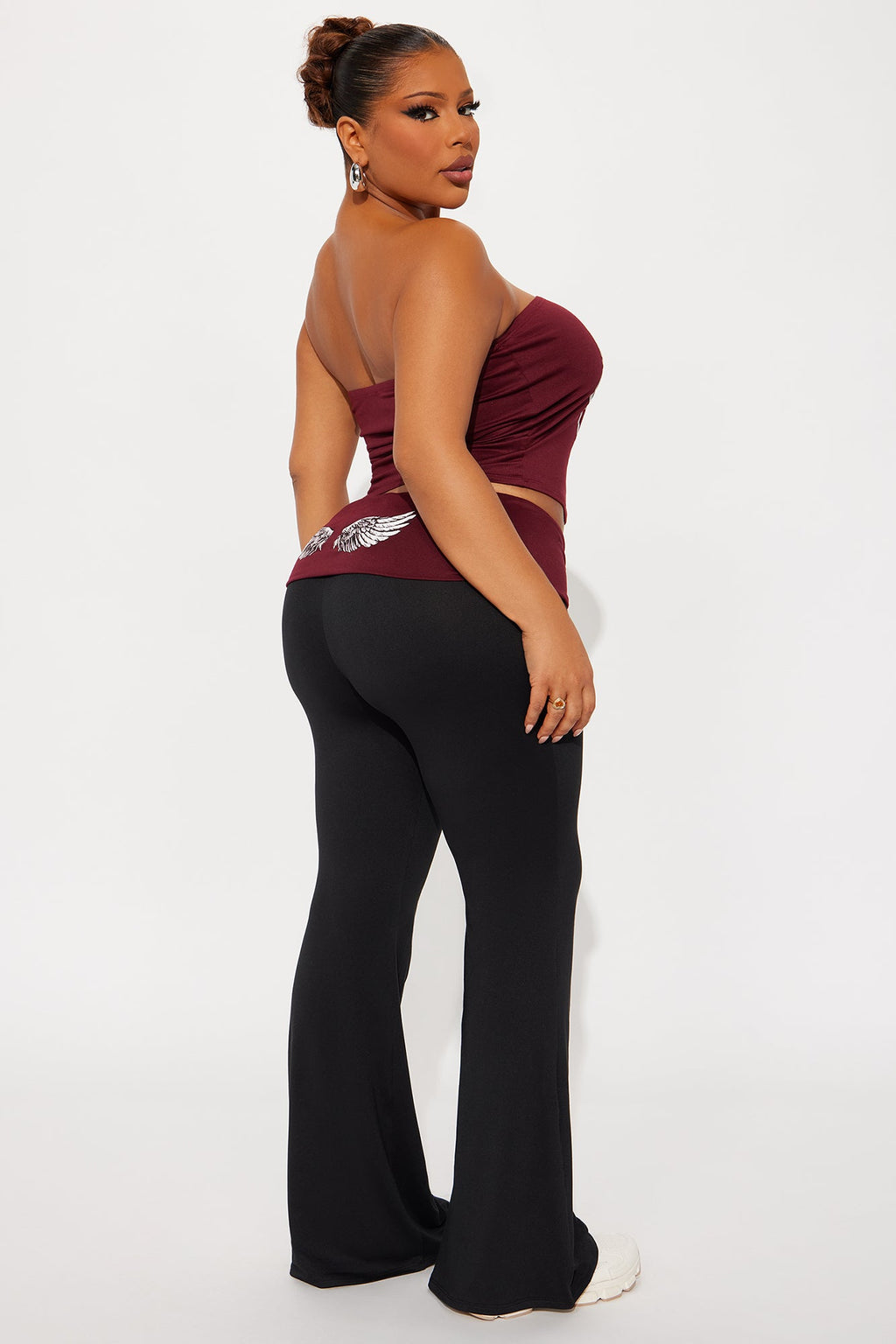Nobody's Girl Strapless Pant Set - Burgundy