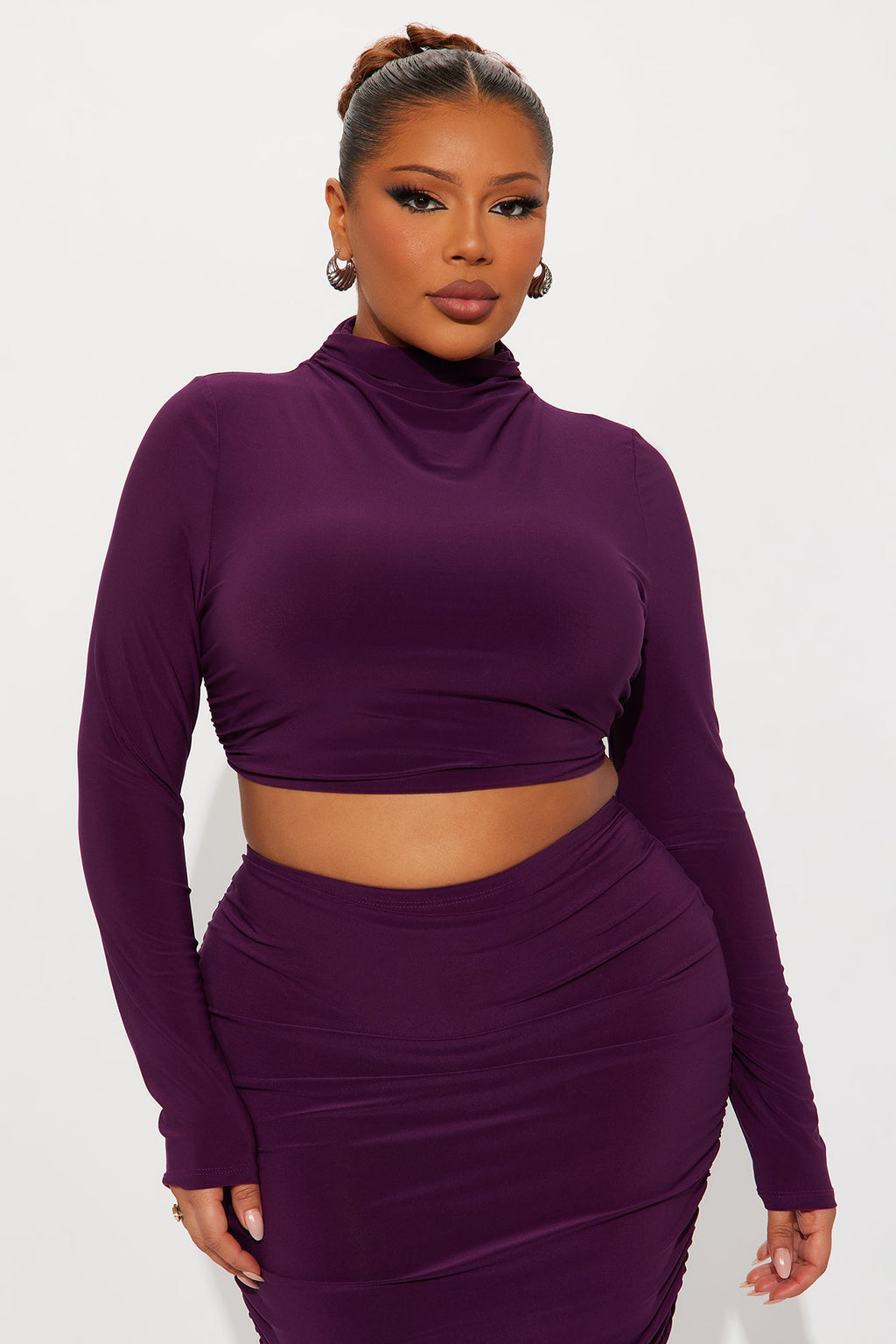 Maven Long Sleeve Maxi Skirt Set - Eggplant