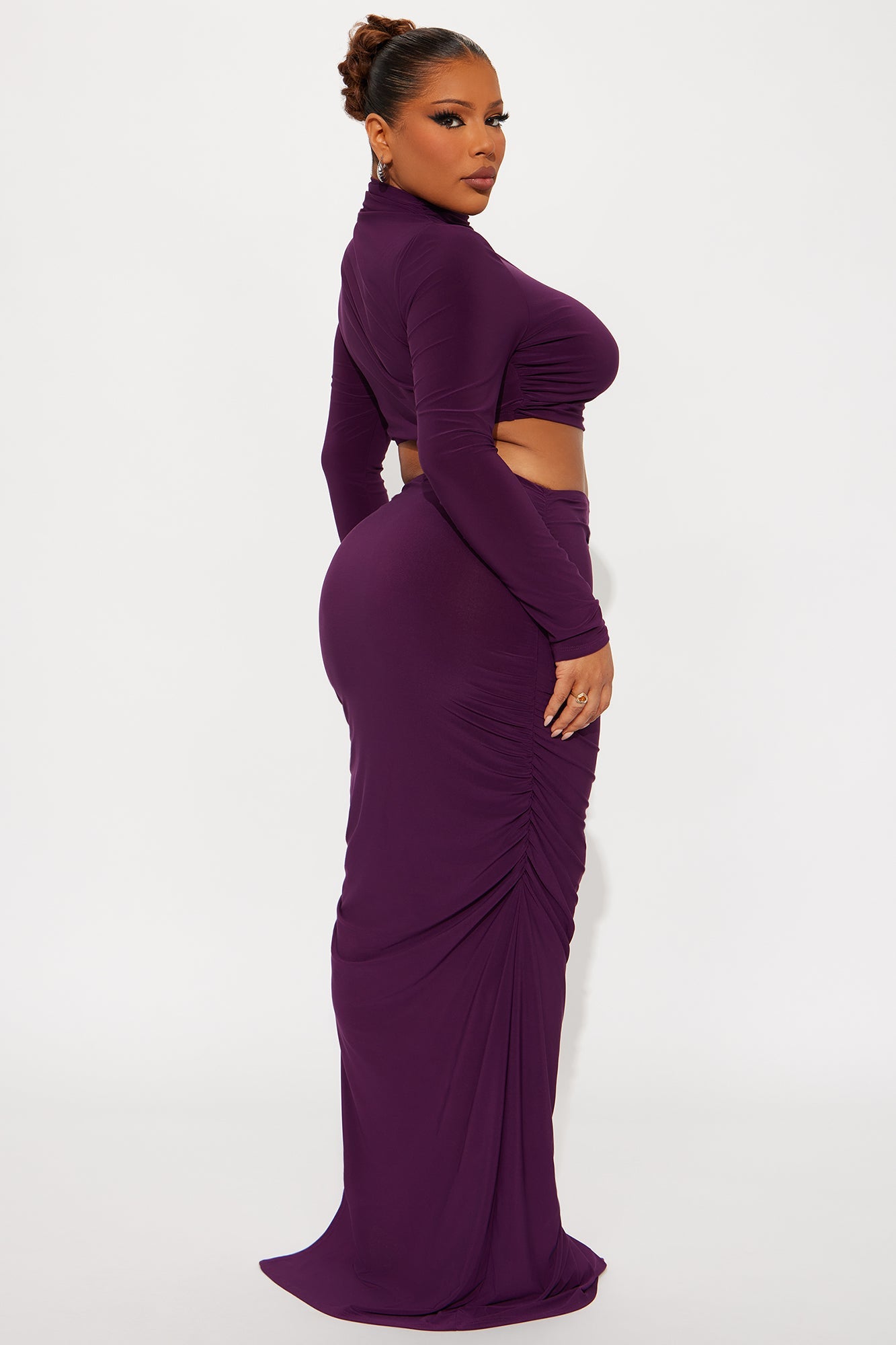 Maven Long Sleeve Maxi Skirt Set - Eggplant