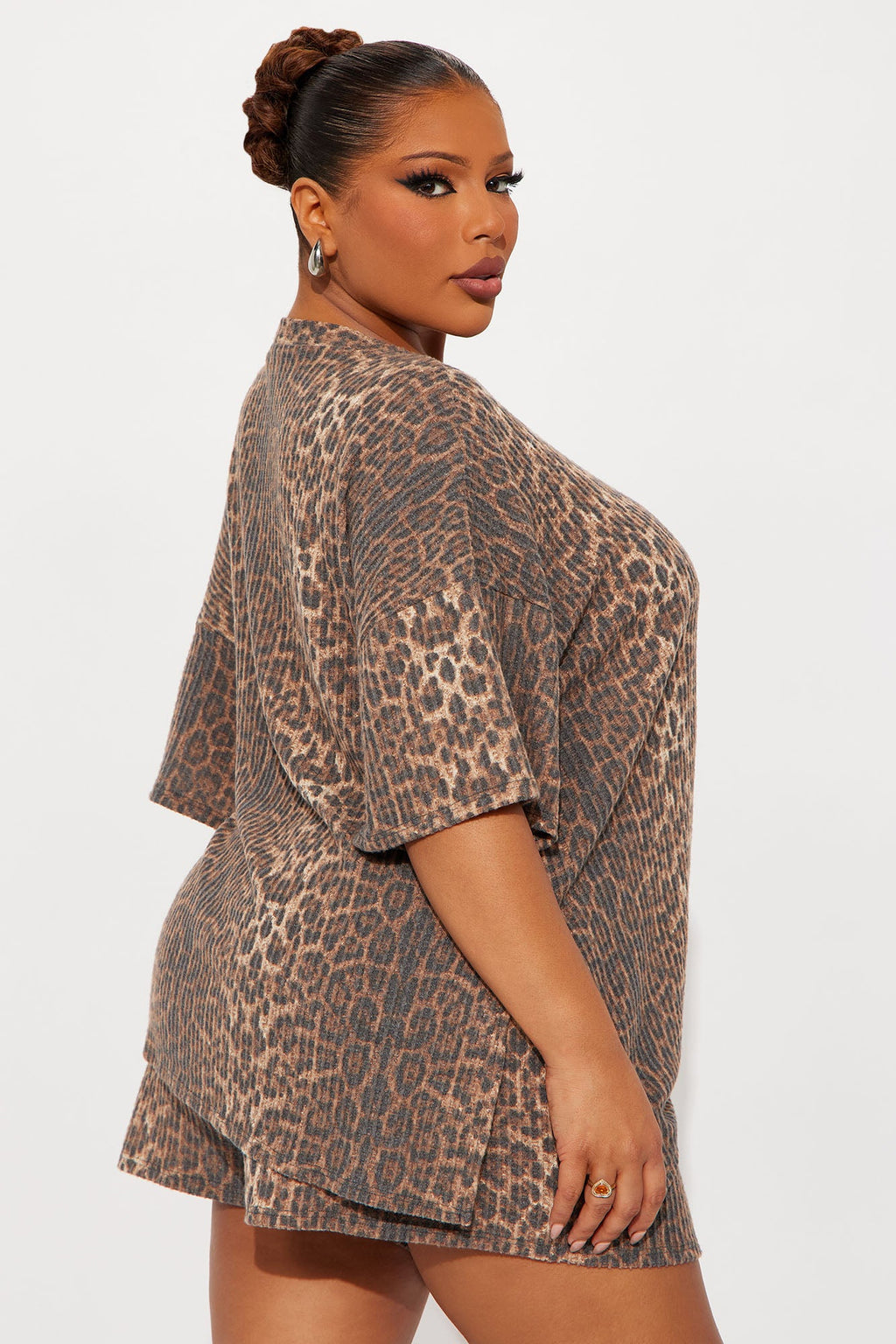 Alexis Cozy Animal Print Short Set - Brown