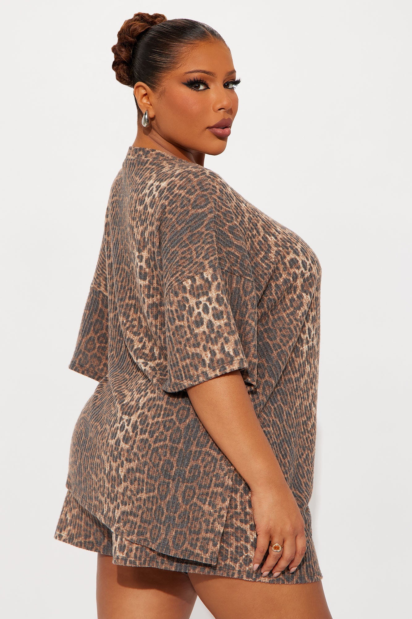 Alexis Cozy Animal Print Short Set - Brown