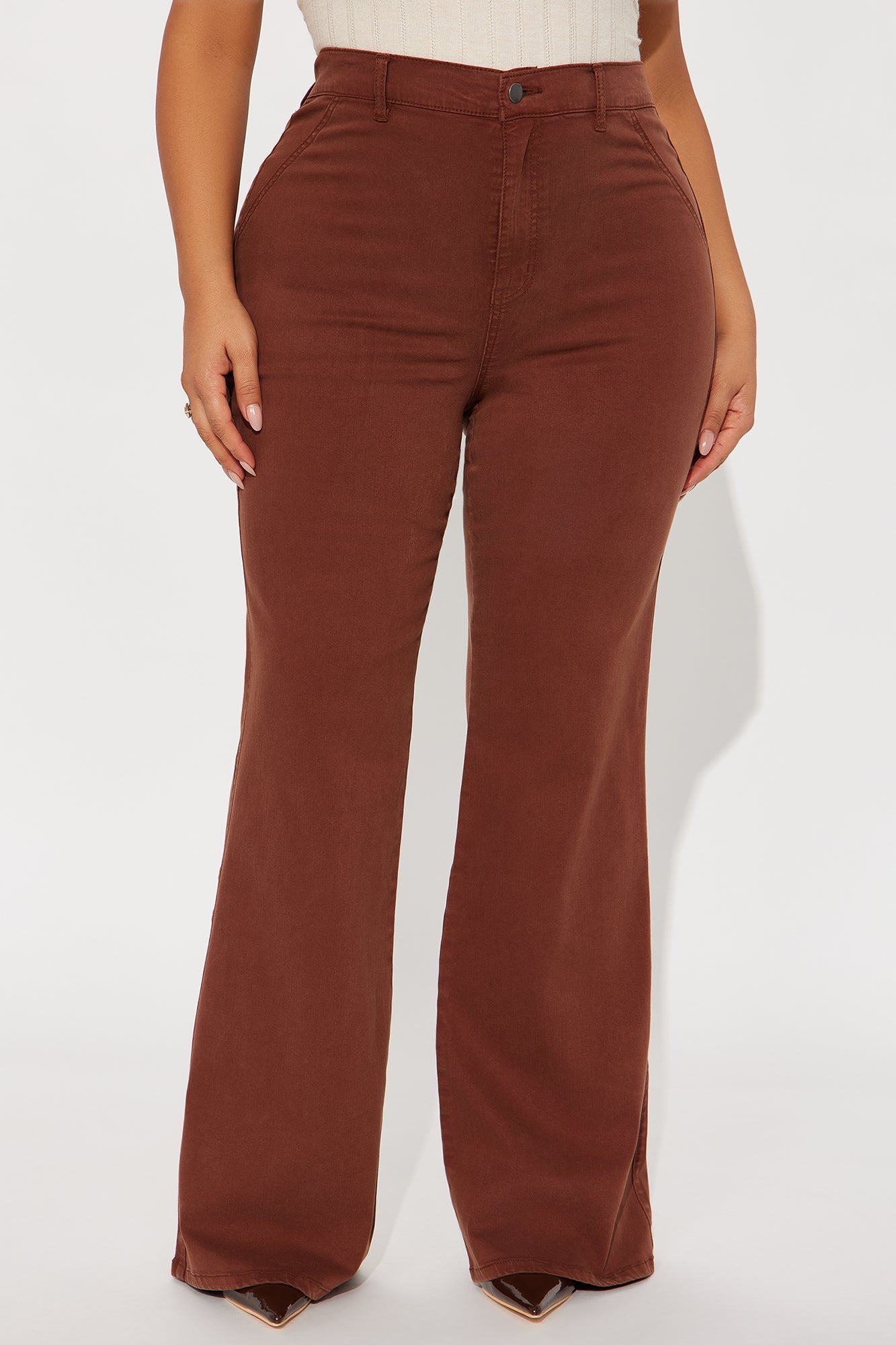 Classic Color Trouser Flare Jeans - Brown