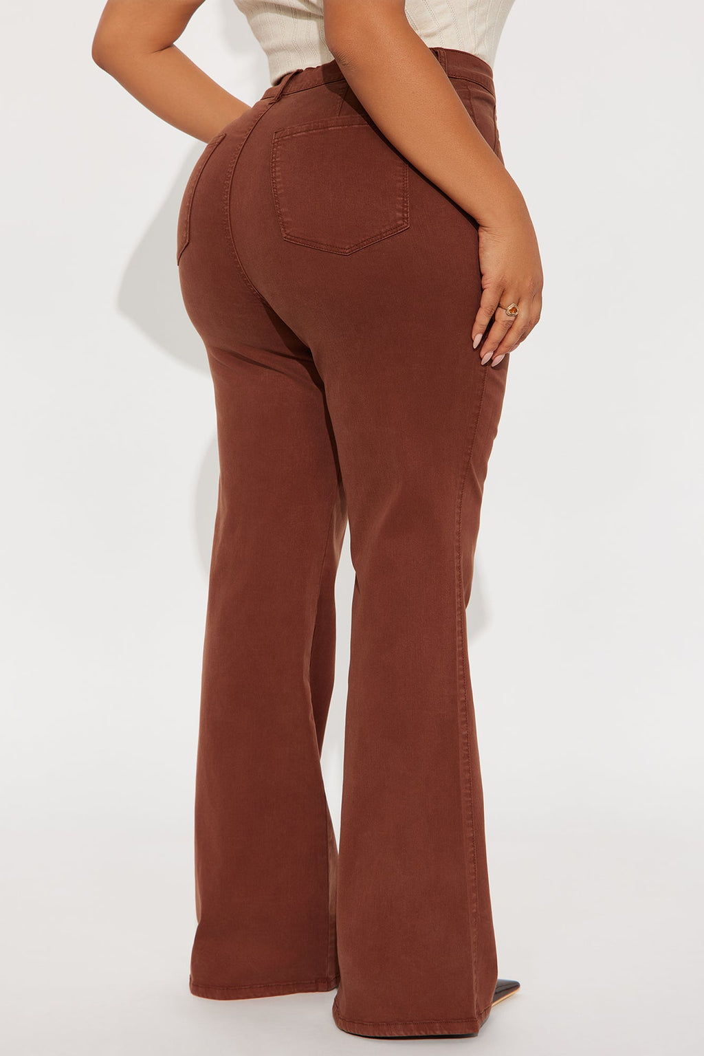 Classic Color Trouser Flare Jeans - Brown