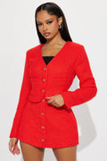 Eileen Tweed Blazer Skirt Set - Red