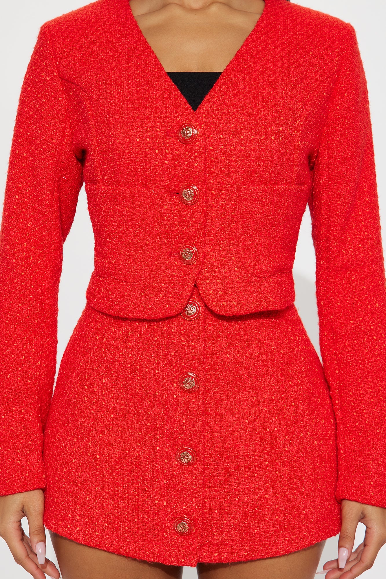 Eileen Tweed Blazer Skirt Set - Red