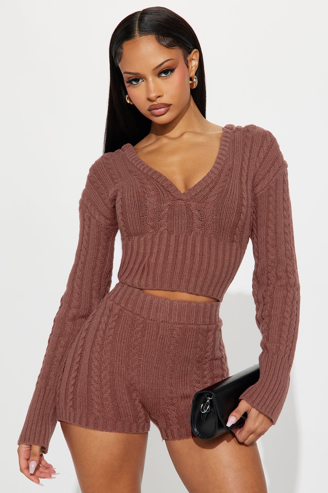 Feeling Some Way Sweater Short Set - Mocha