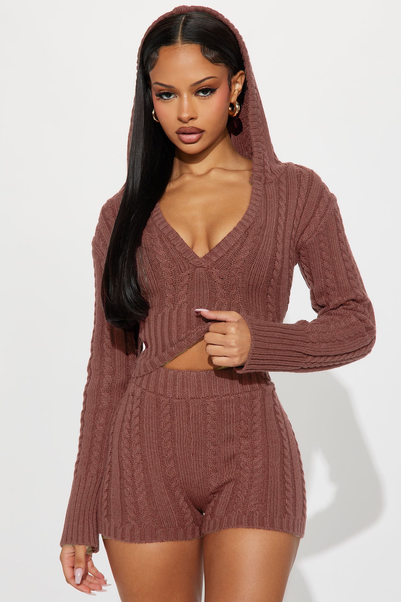 Feeling Some Way Sweater Short Set - Mocha