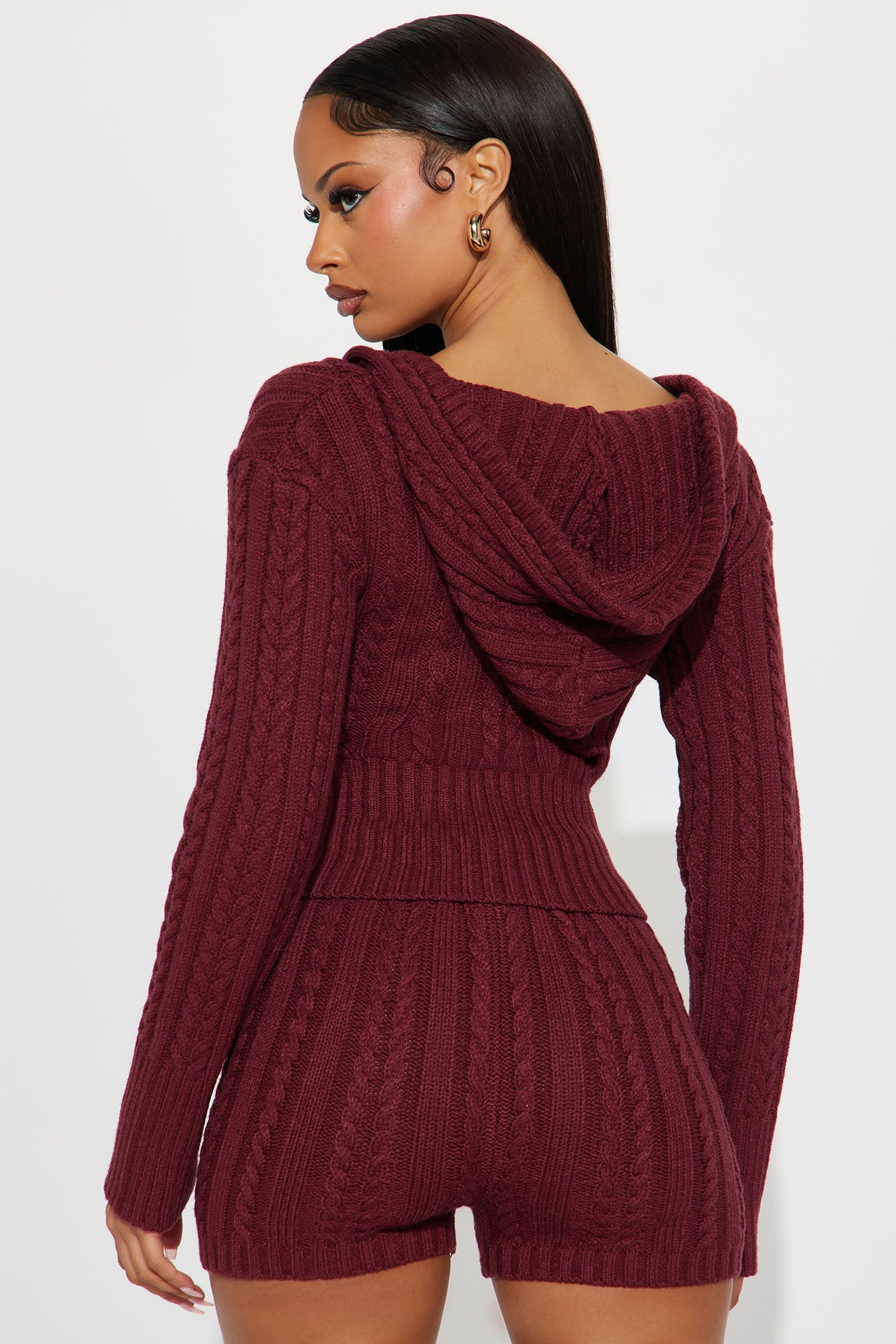 Feeling Some Way Sweater Short Set - Burgundy