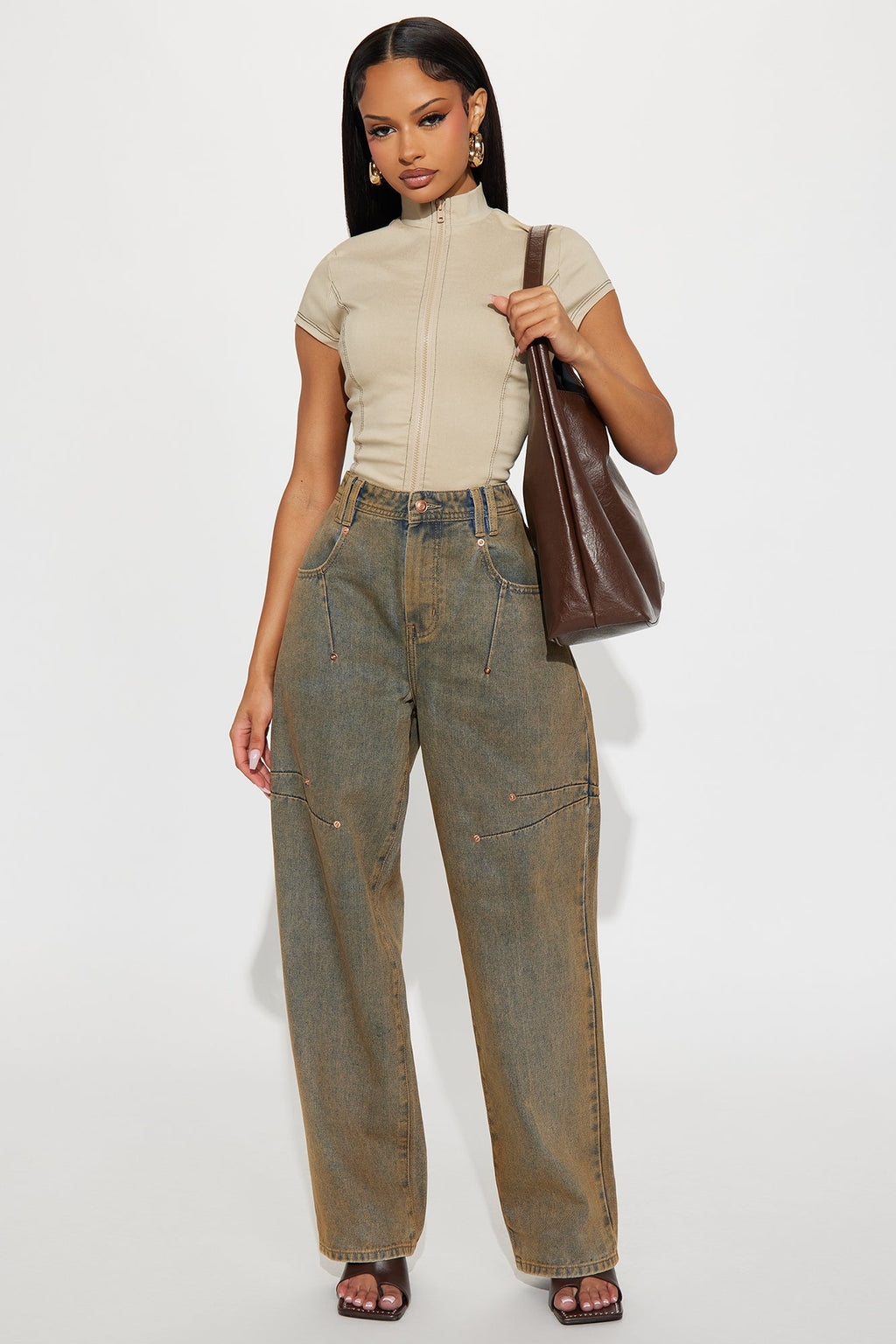 Spill The Tea Washed Straight Leg Jeans - Vintage Wash