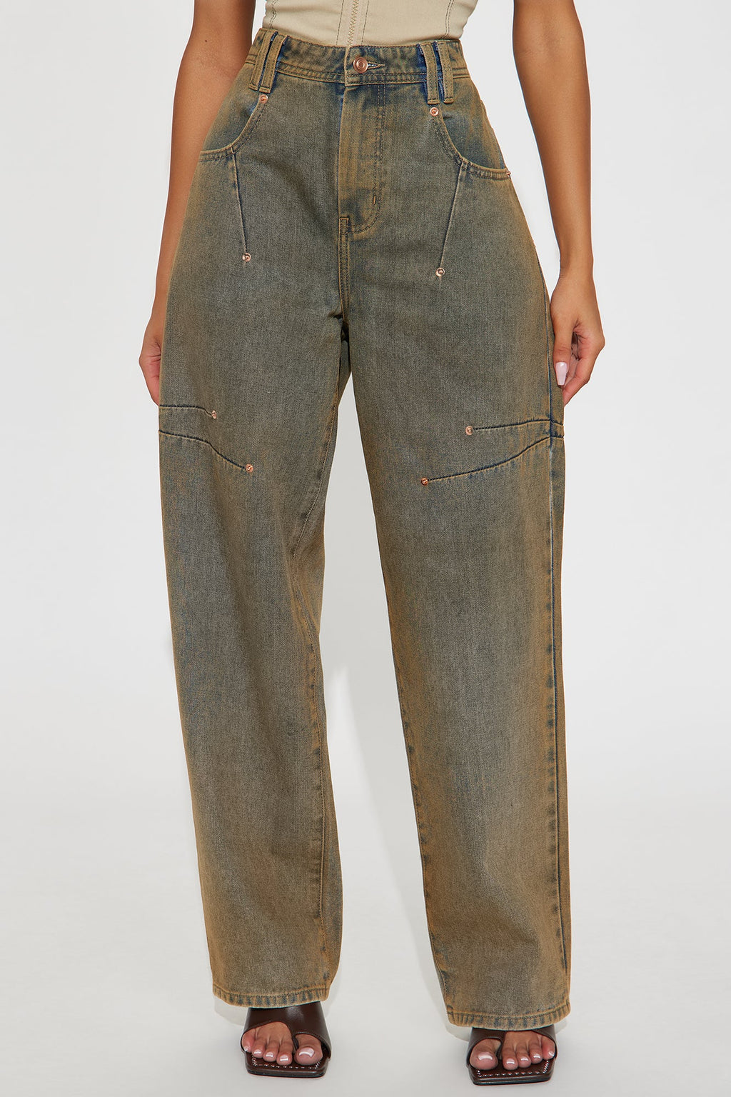 Spill The Tea Washed Straight Leg Jeans - Vintage Wash