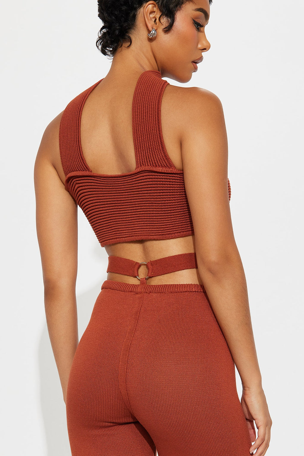 Sienna Cutout Knit Pant Set - Rust