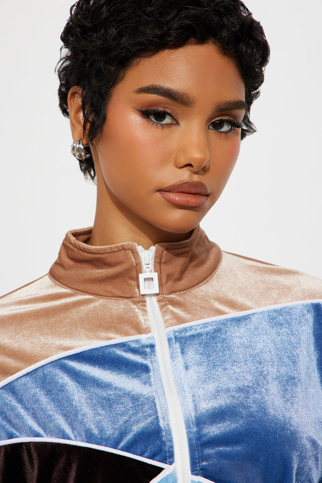 90s Vibe Velvet Jogger Pant Set - Blue/combo