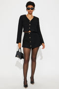 Eileen Tweed Blazer Skirt Set - Black