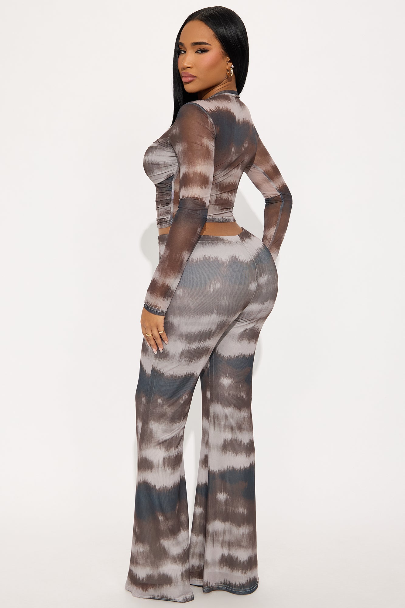 Caught In The Storm Mesh Pant Set - Taupe/combo