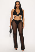 Wings Of Desire Mesh Pant Set - Black