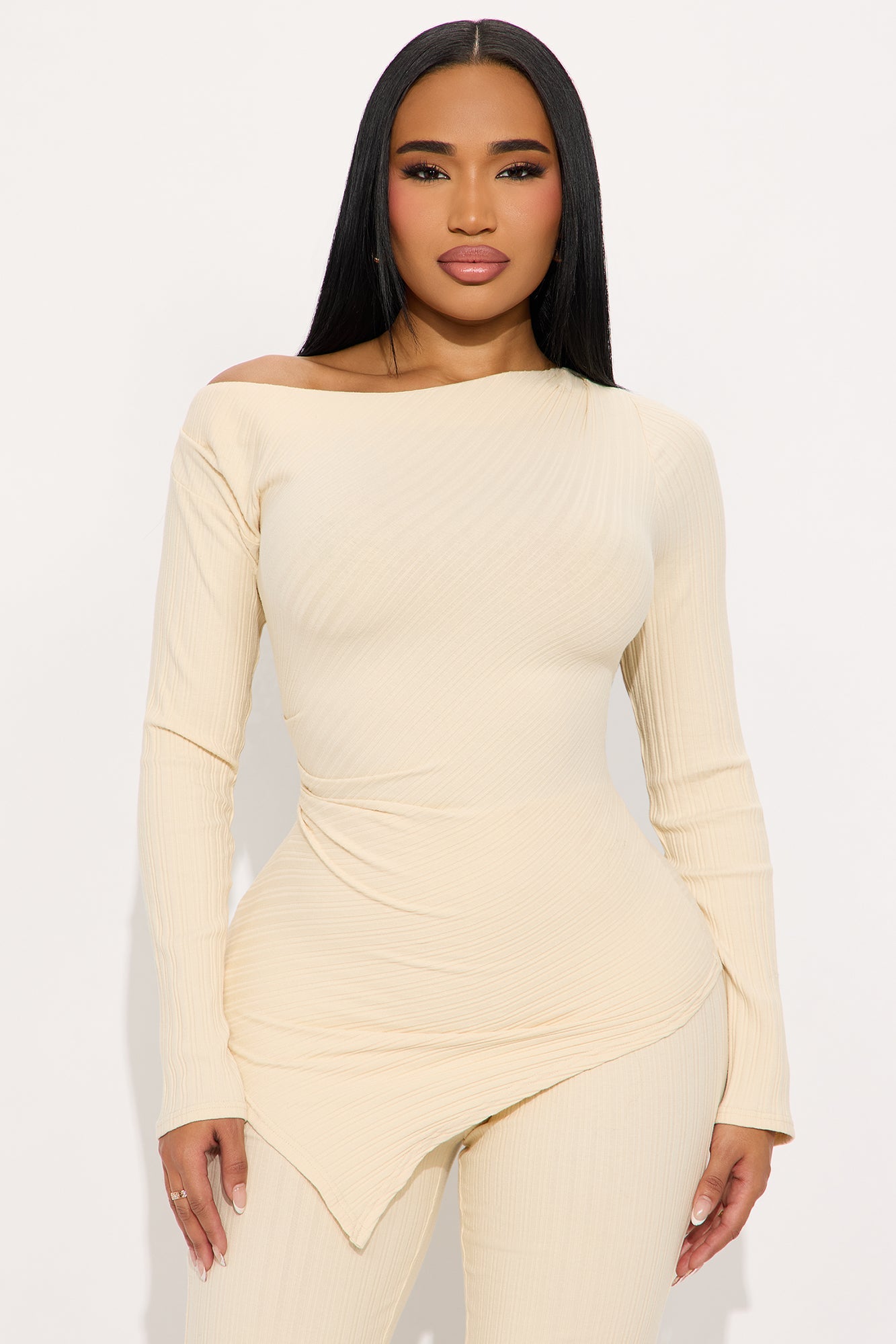 Side Step Pant Set - Cream