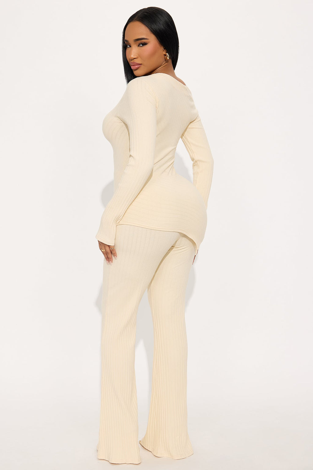 Side Step Pant Set - Cream