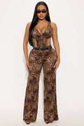 Under The Moonlight Bodysuit Pant Set - Brown/combo