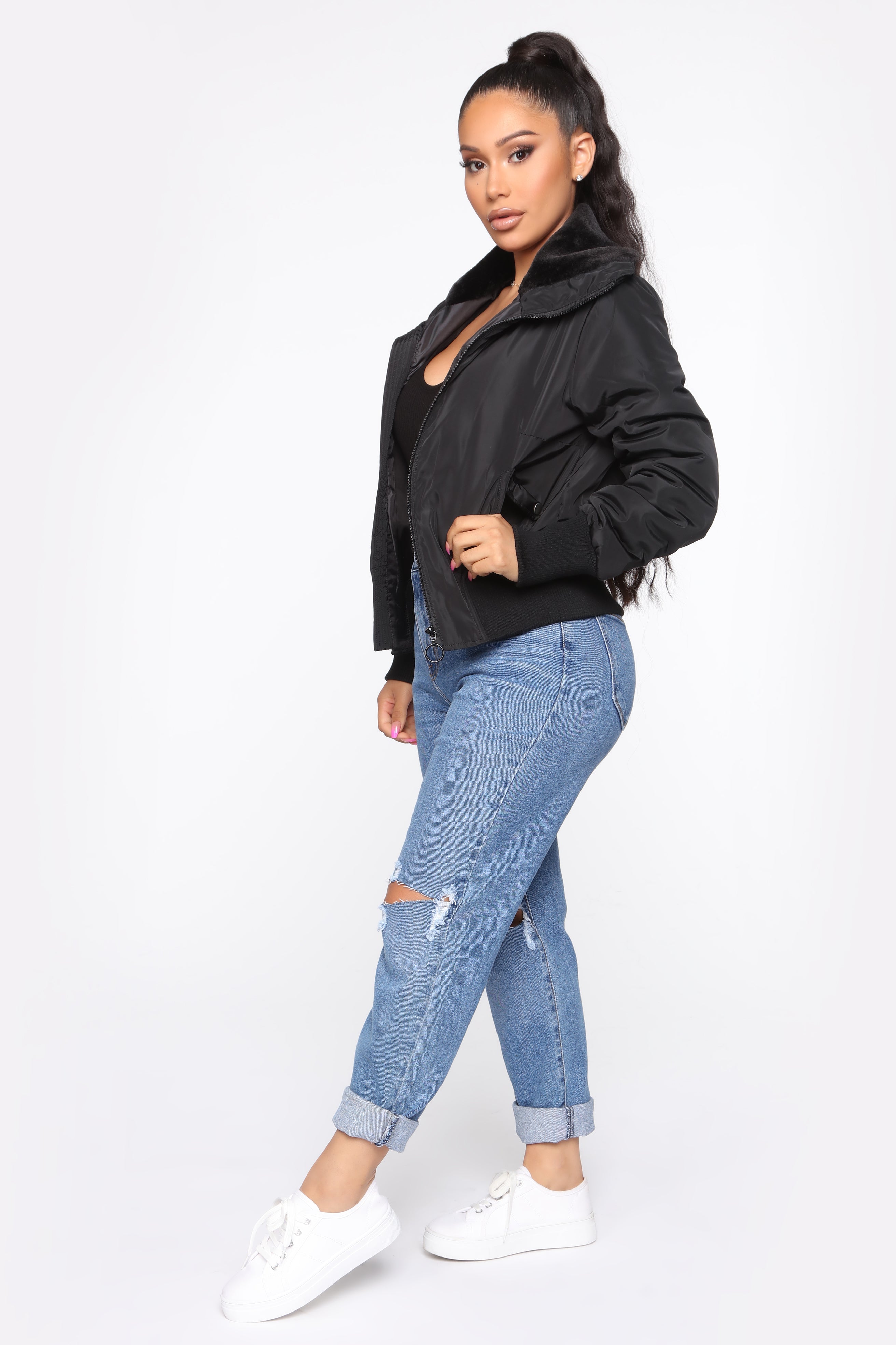 Nights In Denver Bomber Jacket - Black