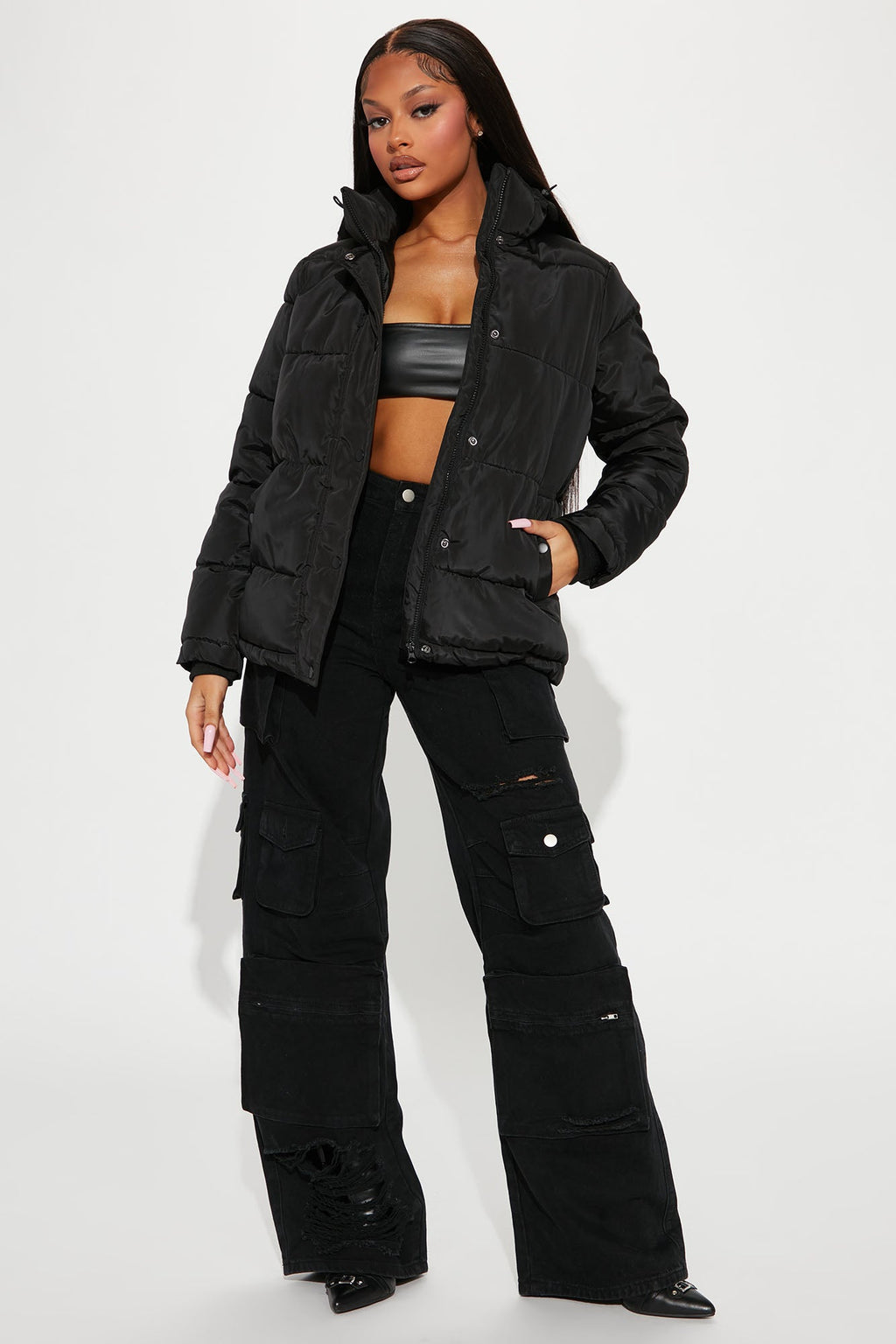 Speak My Mind Puffer Jacket - Black