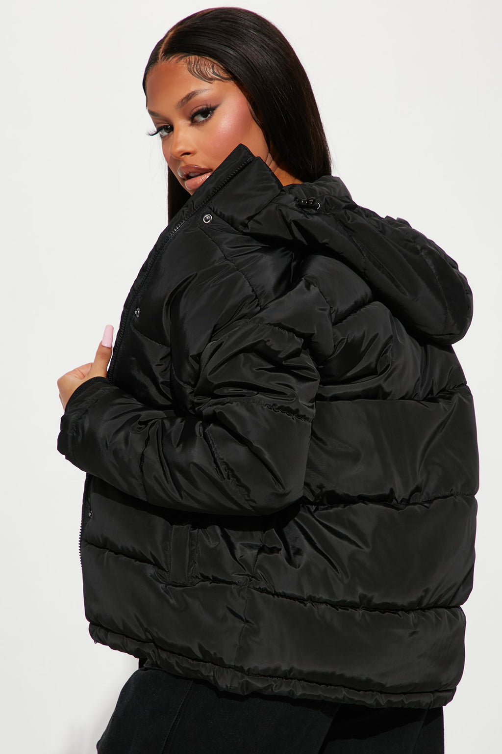 Speak My Mind Puffer Jacket - Black