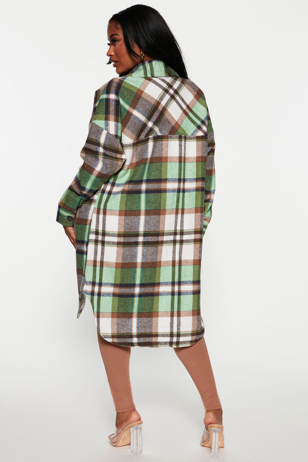 Get Lost Plaid Shacket - Green/combo