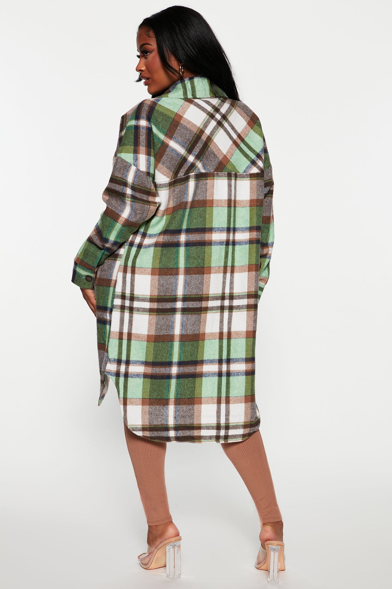 Get Lost Plaid Shacket - Green/combo