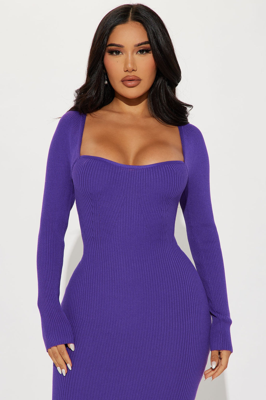 Jessie Sweater Midi Dress - Purple