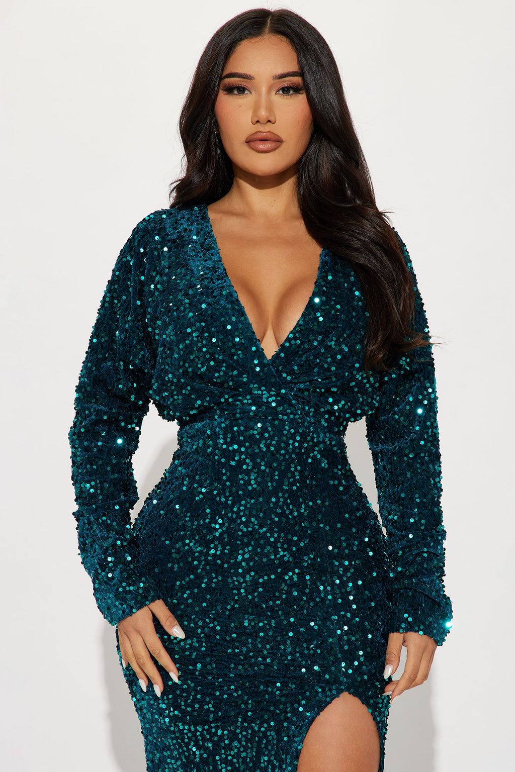 One And Only Sequin Gown - Emerald