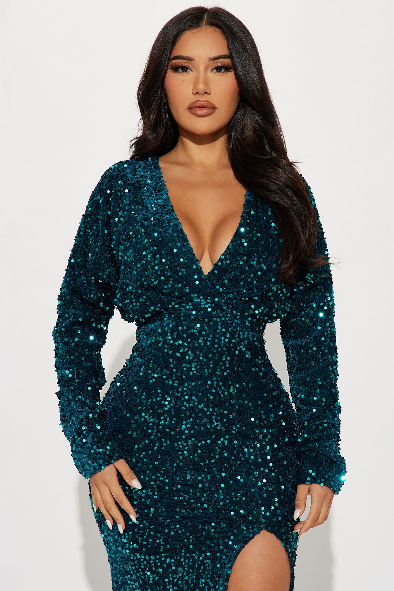 One And Only Sequin Gown - Emerald