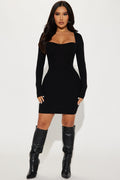 Lizzi Sweater Mini Dress - Black