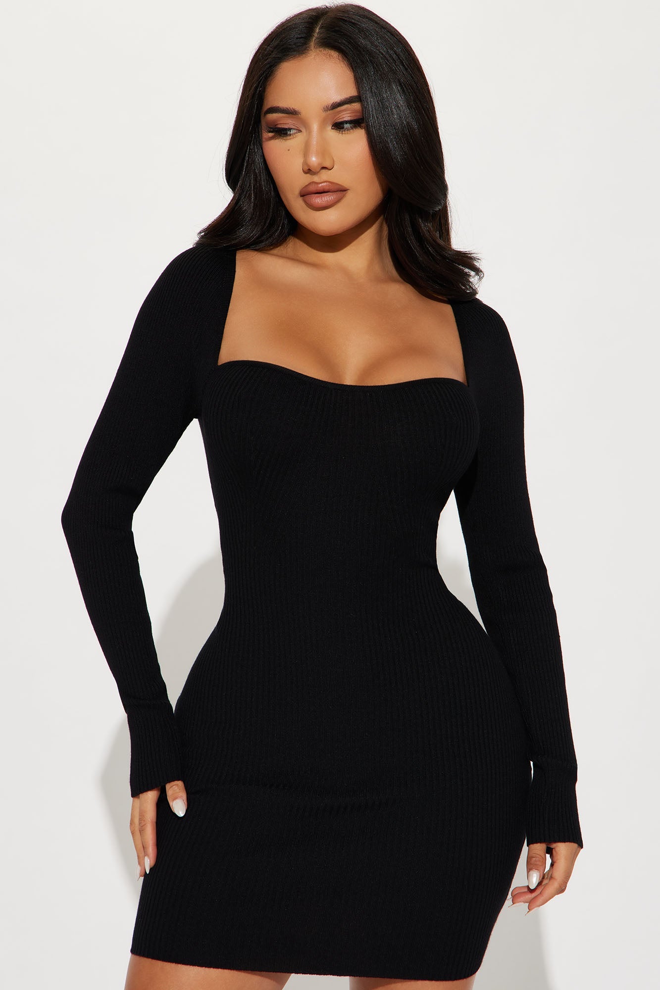 Lizzi Sweater Mini Dress - Black