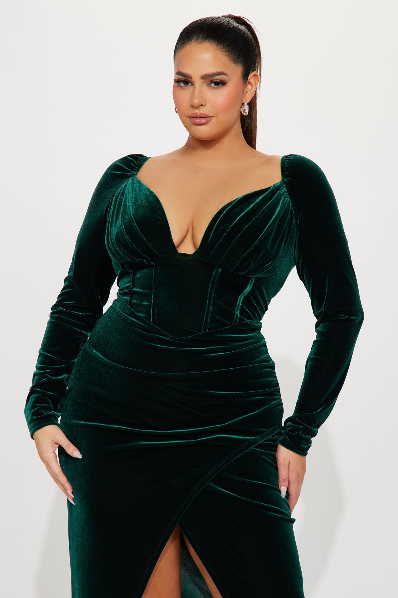 Phiona Velvet Maxi Dress - Hunter