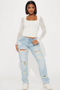 Off The Hook Ripped Straight Leg Jeans - Light Wash