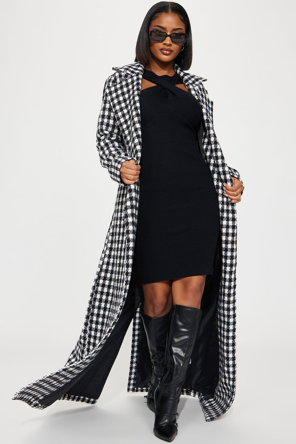 Her Favorite Houndstooth Coat - Black/combo