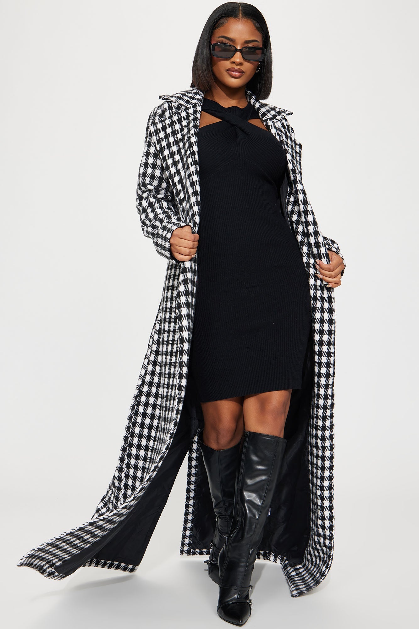 Her Favorite Houndstooth Coat - Black/combo