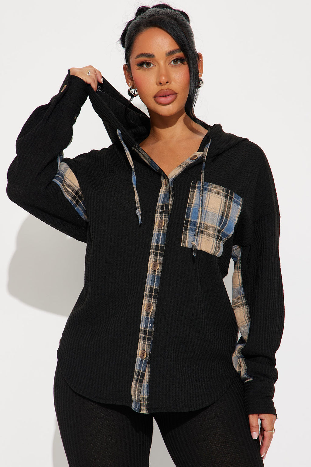 Alexandra Waffle Pant Set - Black