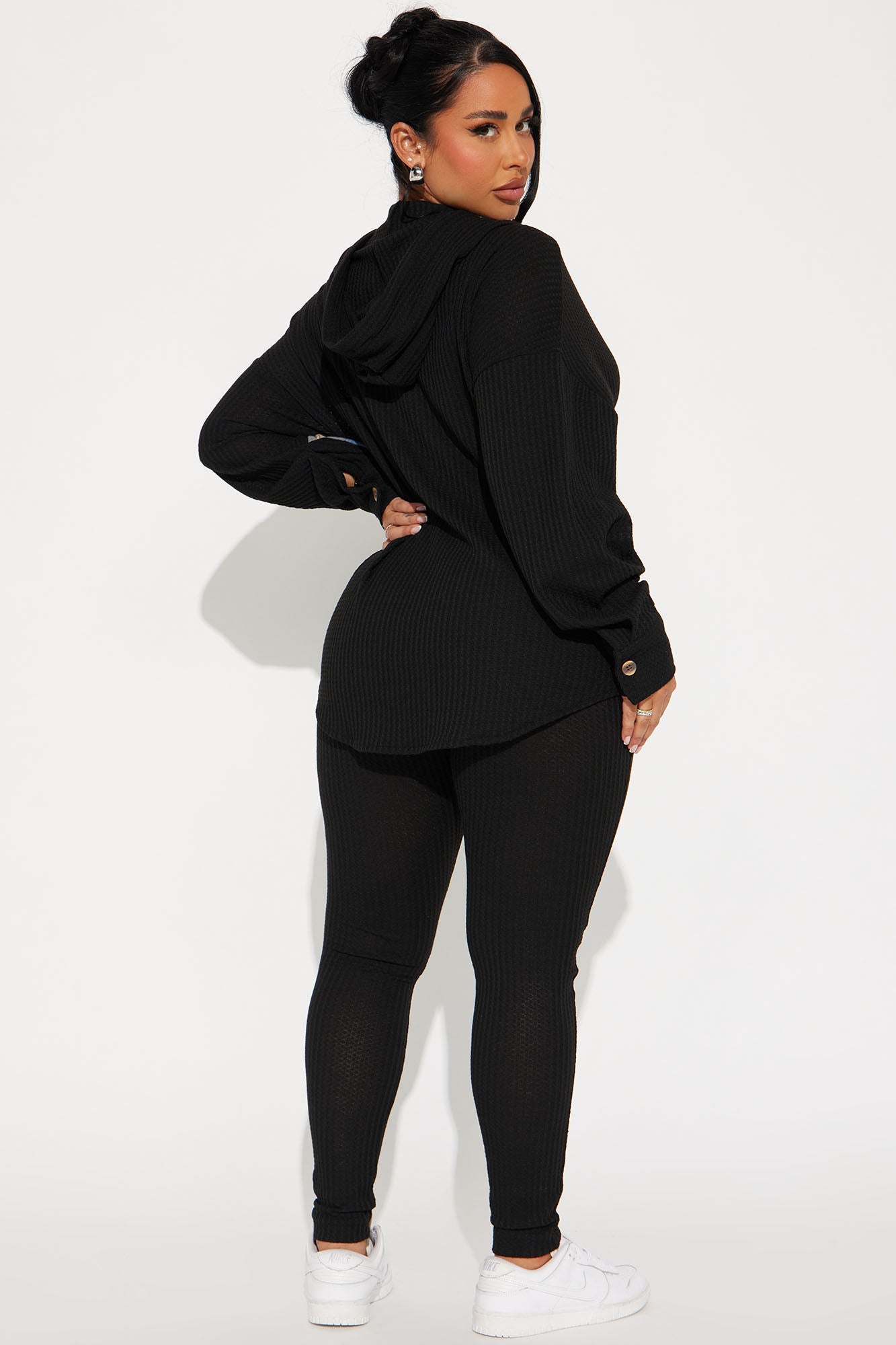 Alexandra Waffle Pant Set - Black