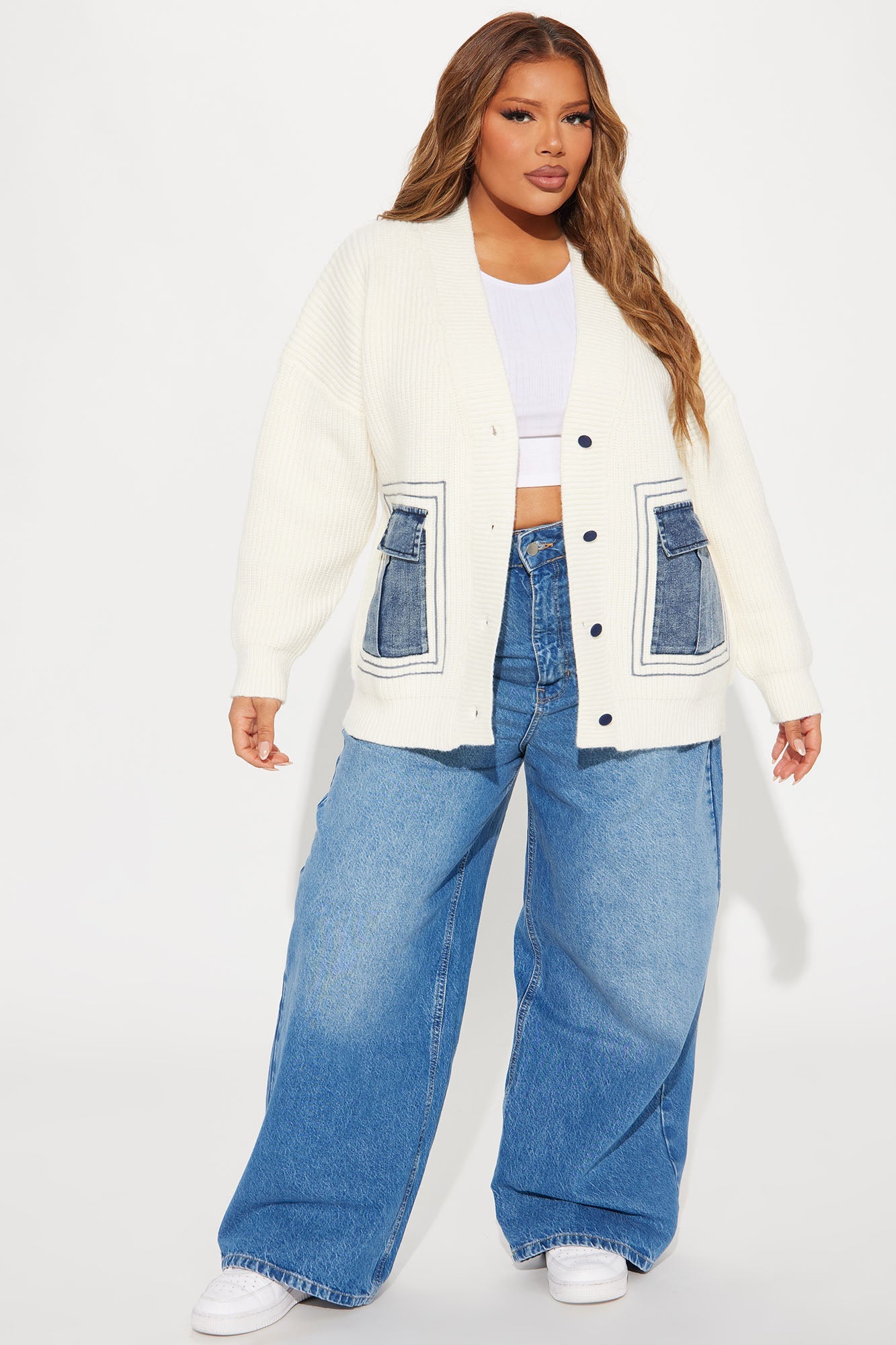 Frankie Oversized Cardigan - Ivory/combo