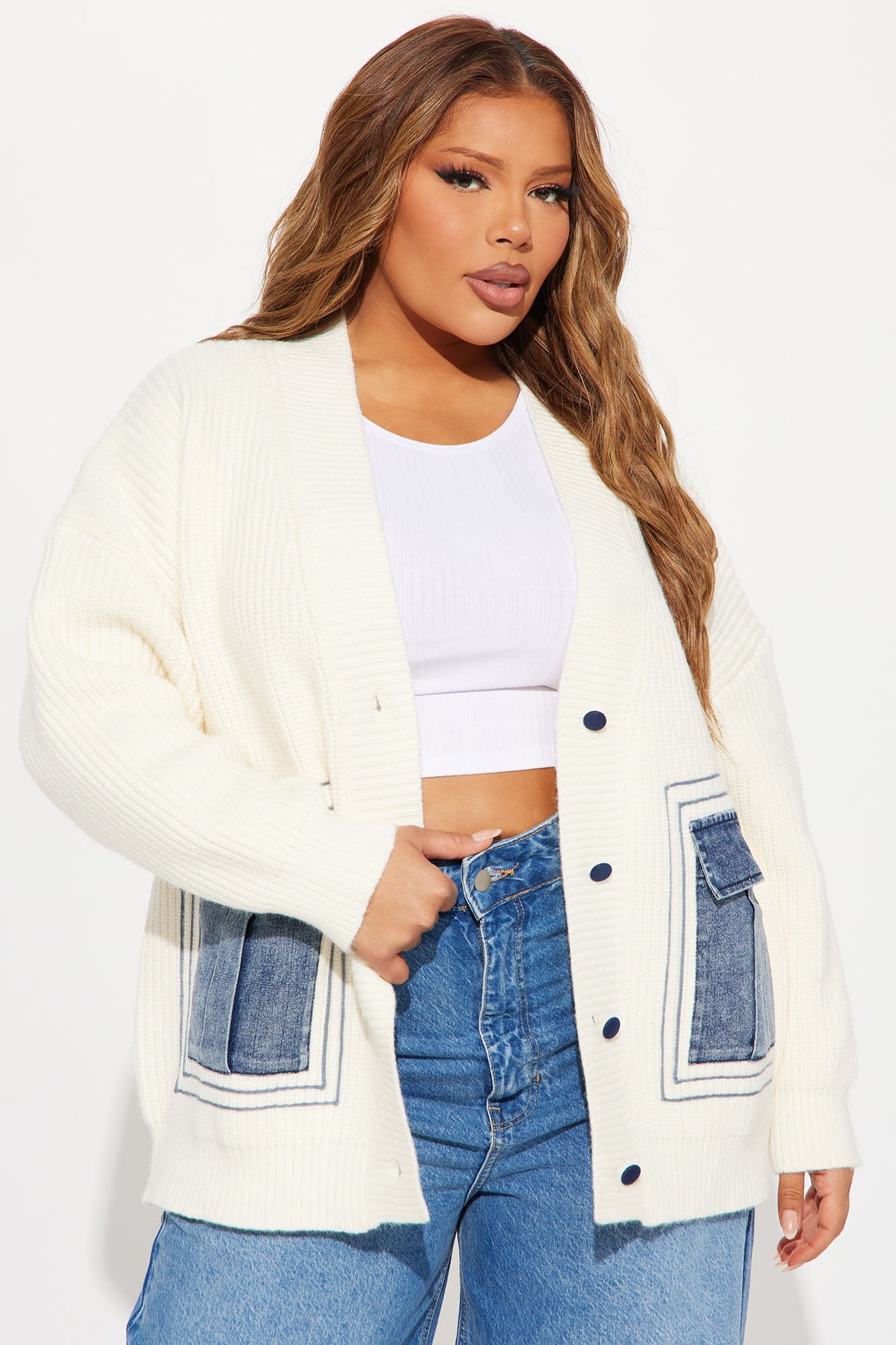 Frankie Oversized Cardigan - Ivory/combo
