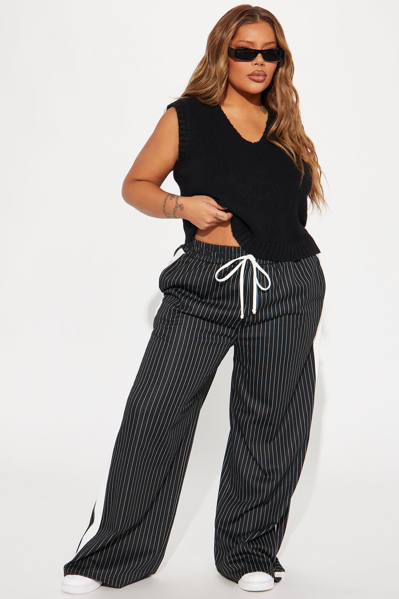 Want Nothing More Pinstripe Track Pant - Black/combo